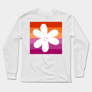 Flower Outline - discreet lesbian pride flag Long Sleeve T-Shirt